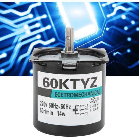 XD60KTYZ+ Wechselstrom-Synchronmotor mit Halterung, 14 W, Permanentmagnet, niedrige Drehzahl, bidirektional, hohes Drehmoment, Mittelwelle, 50 U/min, 220 V Wechselstrom. (1/5)