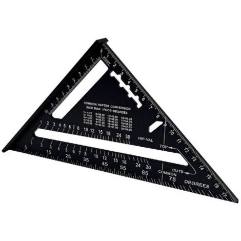 Équerre de charpentier triangulaire en alliage d'aluminium métrique de 7 pouces, rapporteur d'angle (1/5)