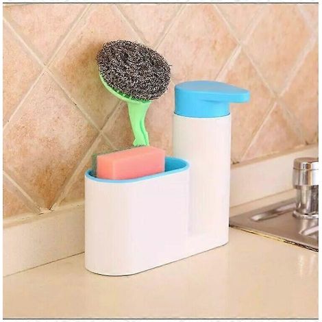 2-in-1 afwasmiddeldispenser met sponshouder voor badkamer en keuken (1/5)