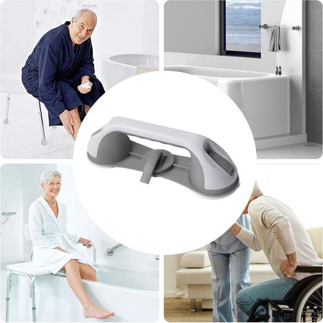 Barre d'appui ventouse – Fixation puissante sur carrelage et verre – Amovible et portable – Sans perçage – Matériaux étanches – Pour senior, personne à mobilité réduite – Douche, baignoire, WC (1/4)