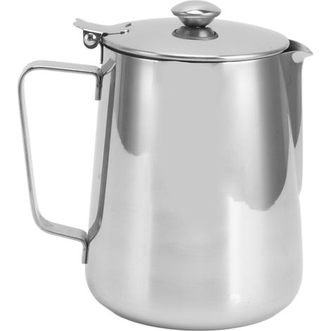 Pichet à lait mousseur, pichet à mousser le lait, tasse à lait en acier inoxydable avec couvercle (1/5)