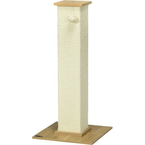 Kratzbaum inkl. Spielzeug, 38 cm x 38 cm x 80 cm, Beige + Natur (1/5)