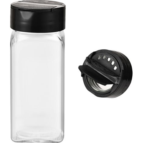 12 bocaux à épices en verre, 120 ml, couvercles étanches avec distributeurs doubles, pour placard ou tiroir (1/5)
