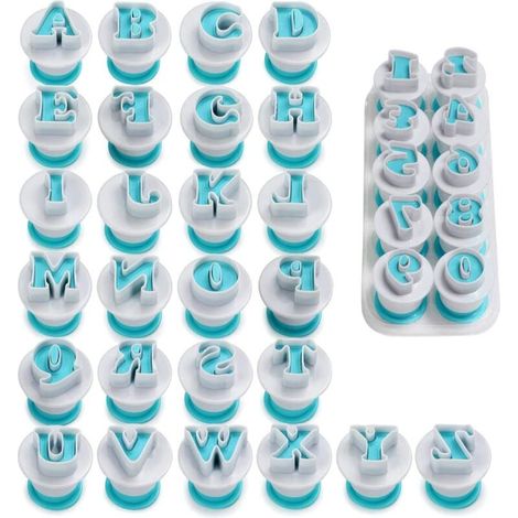 Set di 36 stampi per fondente con lettere e numeri, 26 stampi per lettere maiuscole e 10 stampi per numeri per biscotti, torte, dolciumi e cioccolato - Crezuo