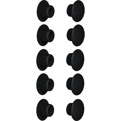 10x cache trou bouchon plastique 5mm à 35mm capuchon protection vis blanc noir gris marron meuble table chaise mur Øtrou 8mm Noir RAL 9005 (1/2)