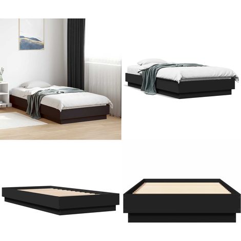 Cadre de lit sans matelas noir 90x190 cm bois ingénierie - Cadre De Lit - Lit Simple - Lit Noir - Bois D'ingénierie - Matelas Non Inclus - Home & Living (1/5)