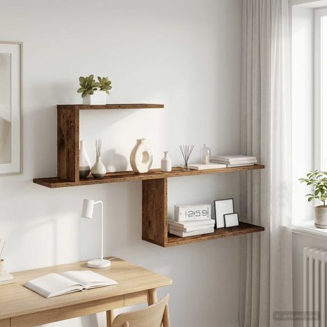 vidaXL Wall Shelf Old Wood 122 x 18 x 60 cm Engineered Wood (1/5)