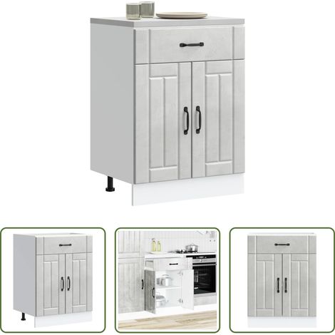Küchenmöbel -  Küchen-Unterschrank Lucca Betongrau Holzwerkstoff (1/5)
