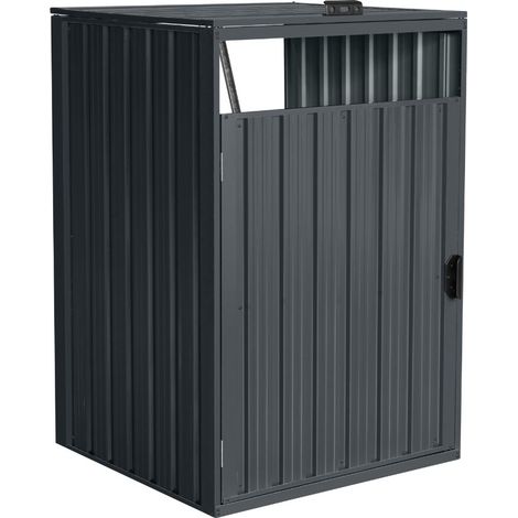 Home Deluxe – Abri pour poubelles CUBO – Extension 240L – Dimensions 80x80x122 cm – Acier galvanisé résistant aux intempéries – Toit ouvrant avec poignée