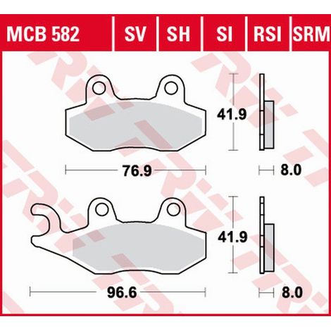 Pastillas de freno TRW ZF KH135 KH214 sinter street para Aprilia SX 125 18-, Honda NSR 150 02-, Kawasaki KLX 125 10-13, KDX 250 90-94, KLX 250 09-17, KLF 300 89-07, Yamaha WR 125 91-97, TT 350 91-95, 