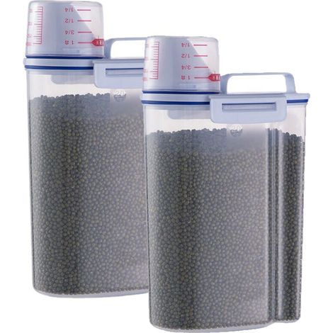 Lot de 2 Boîtes à Riz Hermétiques avec Bec Verseur, Distributeur Alimentaire avec Verre Doseur, Rangement Céréales et Farine pour Placard (1/5)