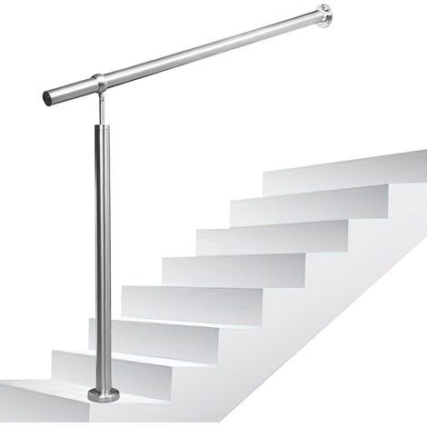 Randaco Barandilla para escalera de acero inoxidable 150 x 90 cm, plateada, de pared