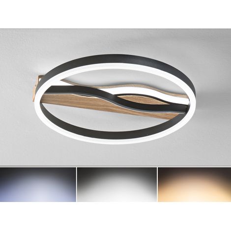 LED Deckenleuchte und Wandleuchte HAWAII in Schwarz, 3 Lichtfarben, Ø 40cm