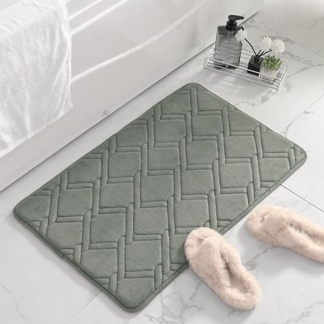Tapis De Bain - Mousse Mémoire Absorbant Eau - Antidérapant Dos PVC - Pour Salle De Bain Douche - 40x60 cm - Gris Foncé - 1 Pièce (1/5)