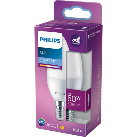 Lampada a LED FREDD.6500K Philips Oliva 7 W=60W E14 806 Lm 4 Pezzi