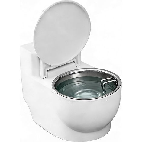 Gamelle anti-déversement pour chat, unique et originale Gamelle en forme de toilettes pour chats, chiens et chiots, idéale pour la cuisine, la salle de bain et le salon. (1/5)