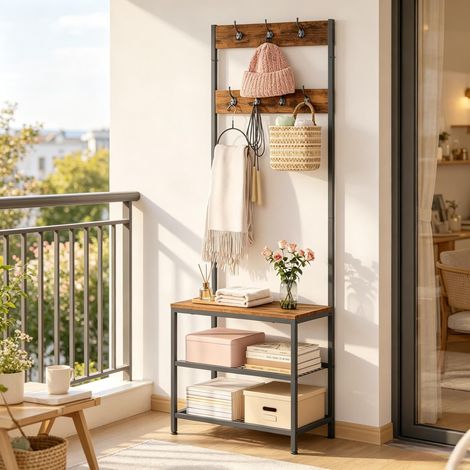 Organisateur de vêtements 3 en 1, cintre mural moderne pour entrée, porte-manteau polyvalent avec crochets – cintre uniquement (1/4)