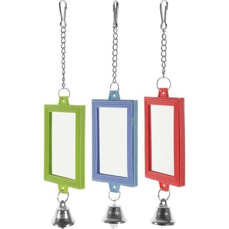 Jouet pour perroquet avec miroir double face, couleur aléatoire, jouet de cage favorisant l'interaction, l'activité et le divertissement des oiseaux.-AquaForge (1/5)