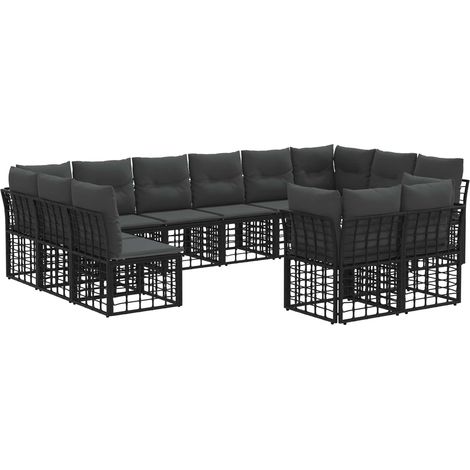 Maison Exclusive - Set di divani da esterno Nero e Grigio scuro Poliestere