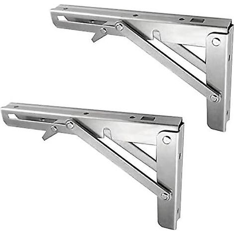 Supports d'étagère pliants robustes en acier inoxydable - Ensemble de 2 Support mural pliable à angle droit de 90 degrés Charge 100kgCREA (1/4)