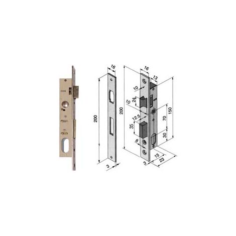 SERRATURA DA INFILARE PER MONTANTI CATENACCIO E SCROCCO 111  mm.15 (11115010)    WELKA