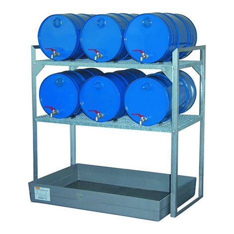 Rayonnage en acier pour 6 fûts de 60 litres - Charge max 400kg - 7642F