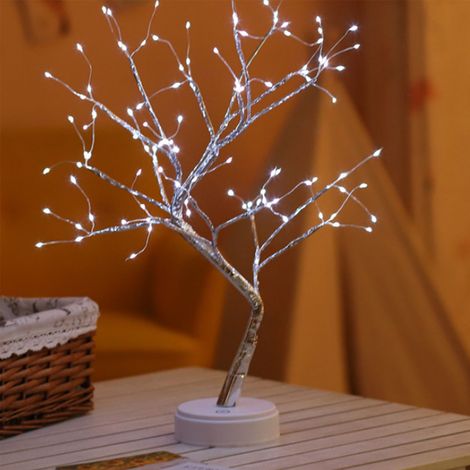 Lampe bonsaï féérique à éclairage chaud, 108 LED, alimentée par piles, interface USB, interrupteur tactile, arbre lumineux en métal pour la maison (1/5)