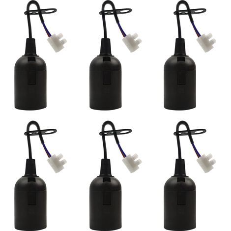 6 Pièces Douille E27, Support Ampoule 4A 250V, Plastique Noir, Pour Luminaire Intérieur Et Industriel (1/5)