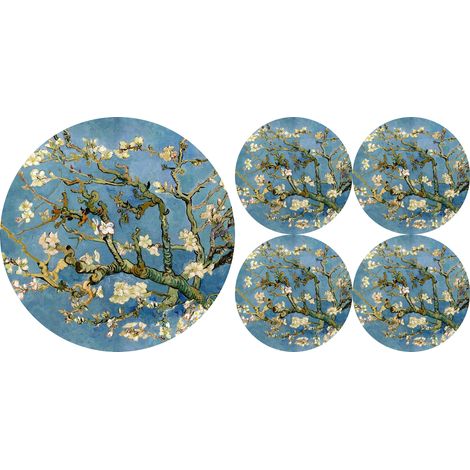 Juego de manteles individuales redondos 1+4 - color almendra (1/5)