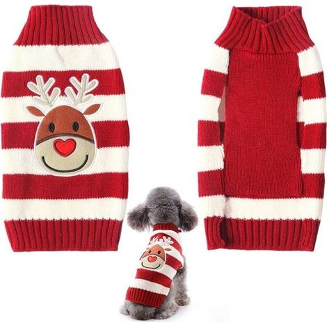 Pet Xmas Pull-Overs - Winter Dog Jumper, Christmas Pattern, Winter Knitted Coat for Small Medium Dogs, Cats and Rabbits, M (1/5)