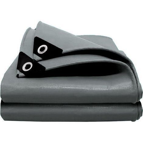 Bâche de Protection en PE 280g/m², 2x3 m, Housse de Protection Étanche pour Bois, avec Œillets Muiti-Usage, Gris (1/4)
