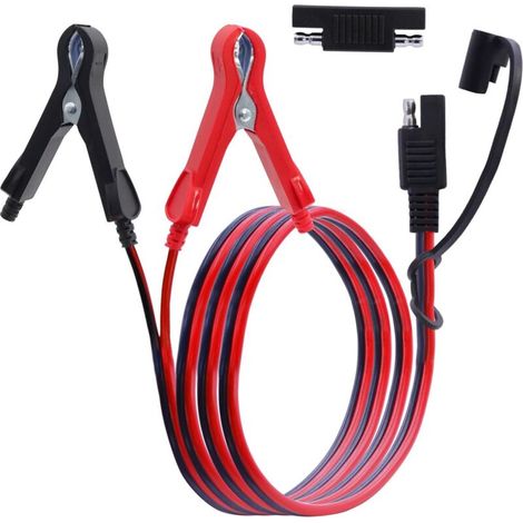 Krokodilklemmen-auf-SAE-Stecker-Verlängerungskabel, 14 AWG Kupfer, 1 m, 12–24 V, für Motorrad, Auto, Solarpanel (1/5)