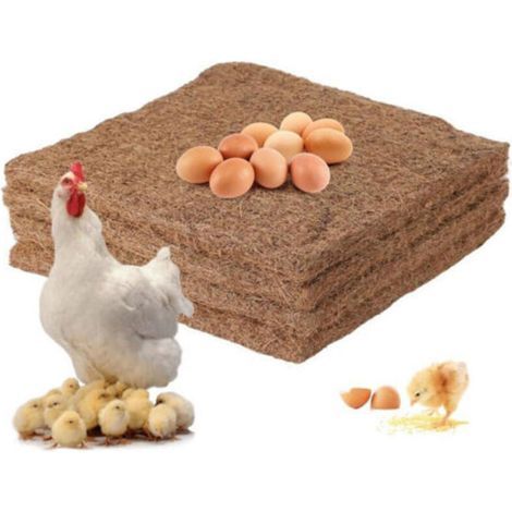 Tapis de nidification bruns pour poules, 25 cm x 25 cm, lot de 4. Faciles à nettoyer, ces tapis protègent les œufs.