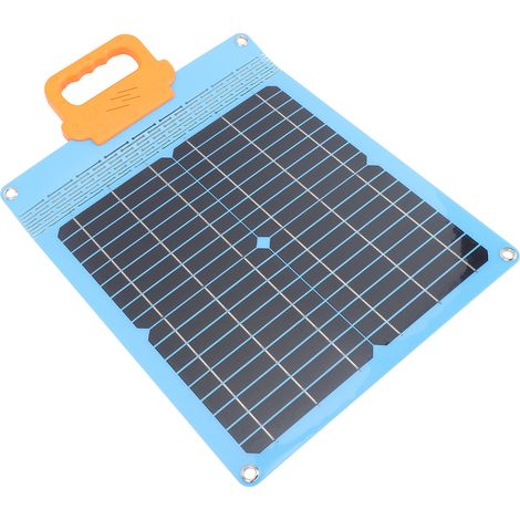 Panneau solaire flexible 20 W 18 V pliable à haut rendement, étanche, monocristallin, avec poignée pour usage extérieur (bleu). (1/5)
