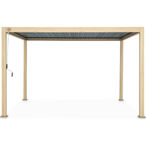 Pergola Bioclimatique coloris bois clair – Triomphe – 3x4m. aluminium. à lames orientables