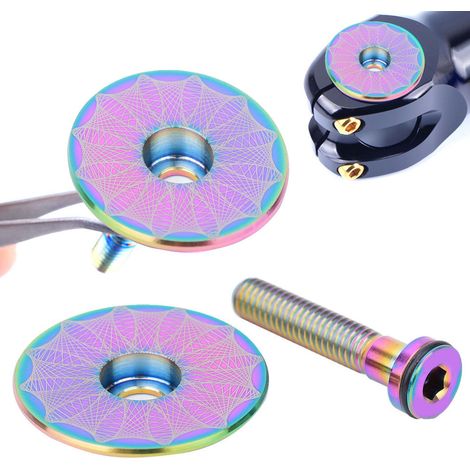 Bouchon de direction en titane pour vélo, élargisseur de fourche inclus, avec vis assorties et coloris variés. (1/5)