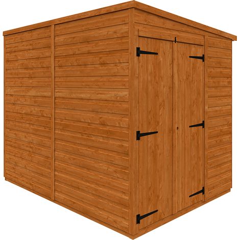 8 x 6 Feet Flex Pent Double Door Windowless 12mm Flex - Solid Wood/Softwood/Pine - L238.8 x W175 x H203 cm - Burnt Orange