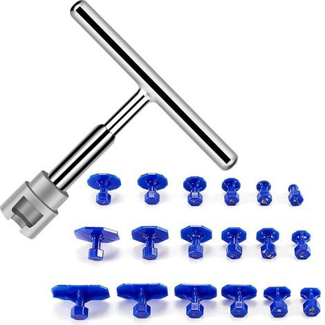 Kit de Bosselage Carrosserie, Réparation de Bosses de Voiture, 18 Ventouses et Marteau à Inertie, Outil Débosselage sans Peinture, pour Carrosserie Auto Moto Électroménager (1/5)