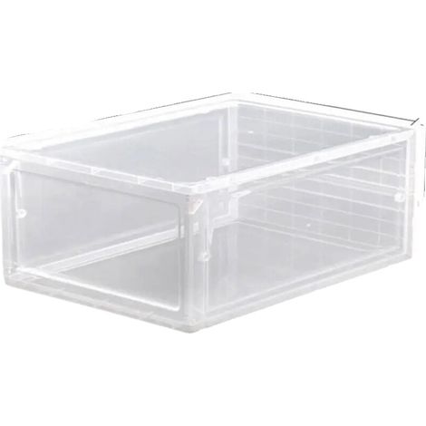 Schuhaufbewahrungsbox, stapelbares Design, transparente Anzeige, WEISS, L (1/2)