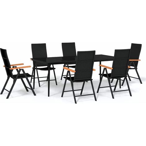 Maison Exclusive - Set Mobili da Pranzo per Giardino 7 pz Nero (1/5)
