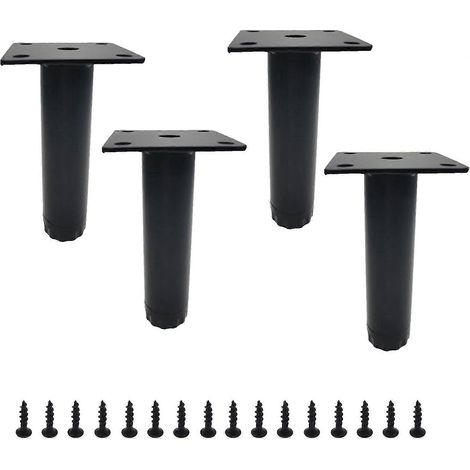 Verstellbare Möbelfüße, 10 cm (4 Zoll), moderne Metall-Möbelfüße, Ersatzbeine für Sofa, Couch, Stuhl, Hocker, Schrank, Tisch, 4er-Set, Schwarz