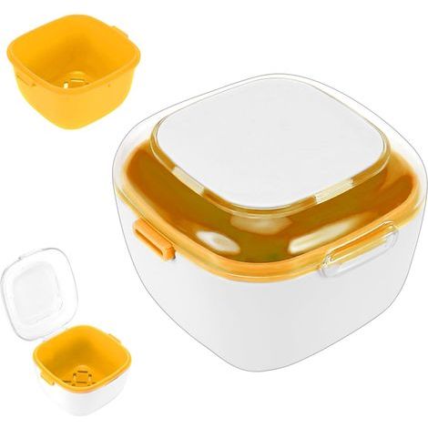 Boîte de Dentier avec Passoire,Etui pour Dentier avec Couvercle,Boîte de Rangement pour Prothèses,Boite Appareil Dentaire,pour Trempage Nettoyage Stockage(Jaune) (1/5)