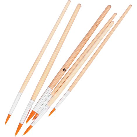 Ensemble de 6 pinceaux pour peinture à l'huile, poils en nylon, manche en bois, pinceaux pour acrylique et aquarelle, 6 pinceaux à pointe fine (1/5)