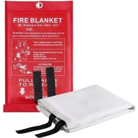 Couverture Anti-Feu,Couverture Anti-Feu d'urgence,1 1m Couverture Anti Feu en Fibre de Verre pour Camping,Cuisine,Maison,Bureau,Voiture (1/5)