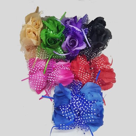 TrAdE Shop Traesio - 2 Fermaglio Fermagli Pinza 4 Fiori Fiore Rosa Perle Ferma Capelli Fermacapelli -