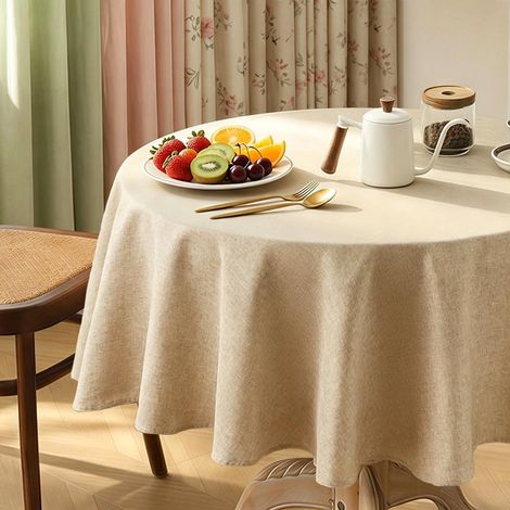 Tischdecke Rund 140 cm abwaschbar für Innen & Außen, Kaffee-Design