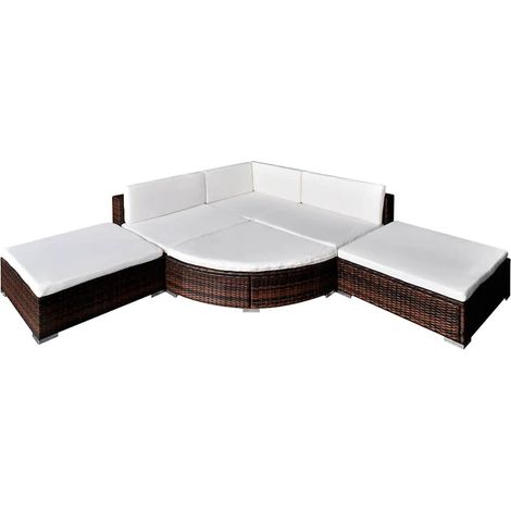 Maison Exclusive - Set Divani da Giardino 6 pz con Cuscini in Polyrattan Marrone (1/4)