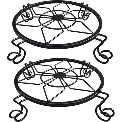 Support pour Plantes en Pot,Support pour Plante en Métal Résistant à la Rouille, Table de Jardin Design en Fer Forgé,Porte-Pots de Fleur en Fer Forgé- Noir