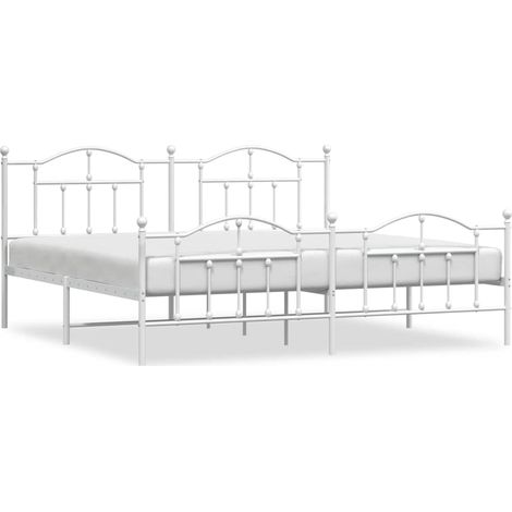 Maison Exclusive - Giroletto con Testiera e Pediera Metallo Bianco 193x203 cm (1/5)