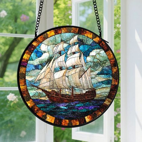 Capteur de soleil en vitrail - décoration spirituelle 20cm (1/4)